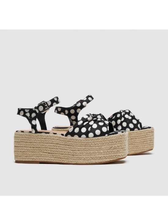 Zara Shoes - Zara Black Polka Dot Platform Espadrille Sandals